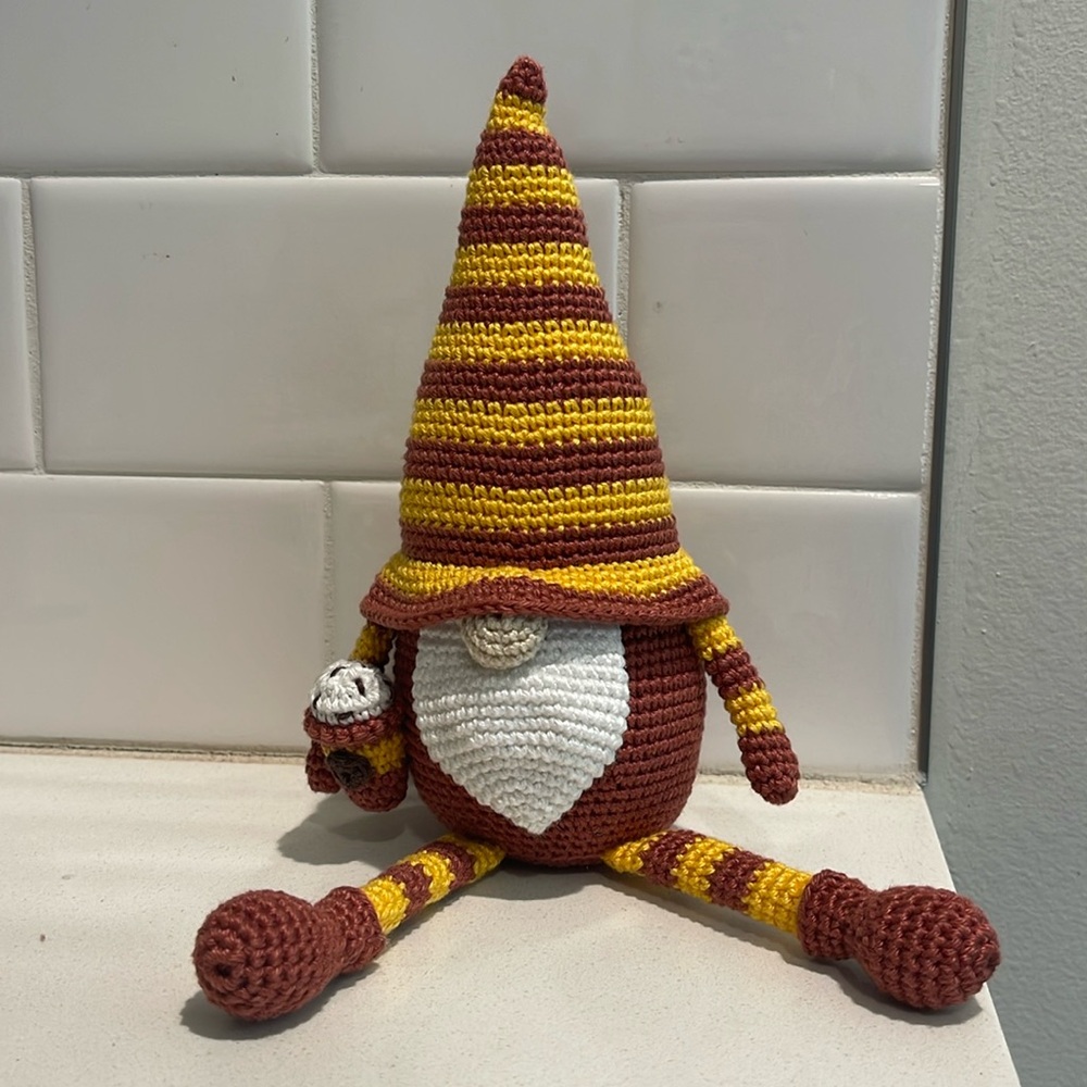 Handcrafted Fall Coffee Gnome Seasonal Crochet Decor Pumpkin Spice PSL